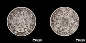 Chile, Santiago. 20 Centavos "Aguila". 1873.