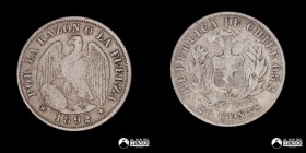 Chile, Santiago. 20 Centavos "Aguila". 1892/1.