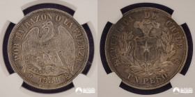 Chile, Santiago. 1 Peso "Aguila". 1881. NGC MS62.