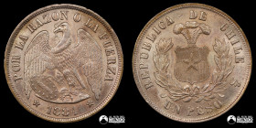 Chile, Santiago. 1 Peso "Aguila". 1884. PCGS UNC Details.