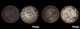 Chile, Santiago. Pareja de monedas de plata: 1 Peso "Condor". 1895 y 1905.