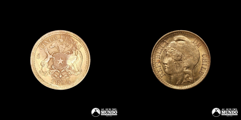 Chile, ceca de Santiago. 5 Pesos 1895. Oro 917. 16,5 mm. 3,08 g. Km#153 (XF)

...