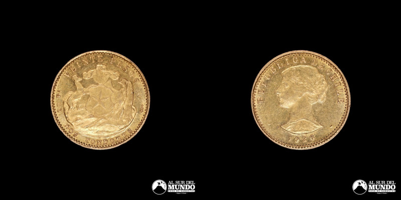 Chile. Republica. 20 Pesos 1926. Oro 900. 18,5 mm. 4,10 g. Km#168 (XF)

Estima...