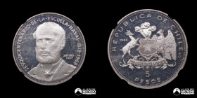 Chile, Santiago. 5 Pesos 1968. Conmemorativa: Academia Naval. NGC PF 63 ULTRA CAMEO.