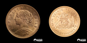 Chile, Santiago. 20 pesos "Libertad". 1976. Oro