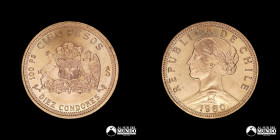 Chile, Santiago. 100 Pesos 1980. Oro.