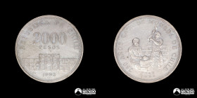 Chile, Santiago. 2.000 Pesos. 1993. Conmemorativa: 250 años de la Casa de Moneda.