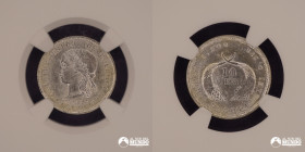 Colombia, Bogota. 10 Centavos. 1881. NGC UNC Details.