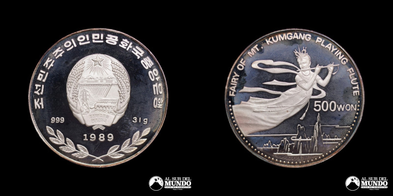 Corea Del Norte. Republica Democratica Popular. 500 Won 1989. Ag 999. 40 mm. 31,...