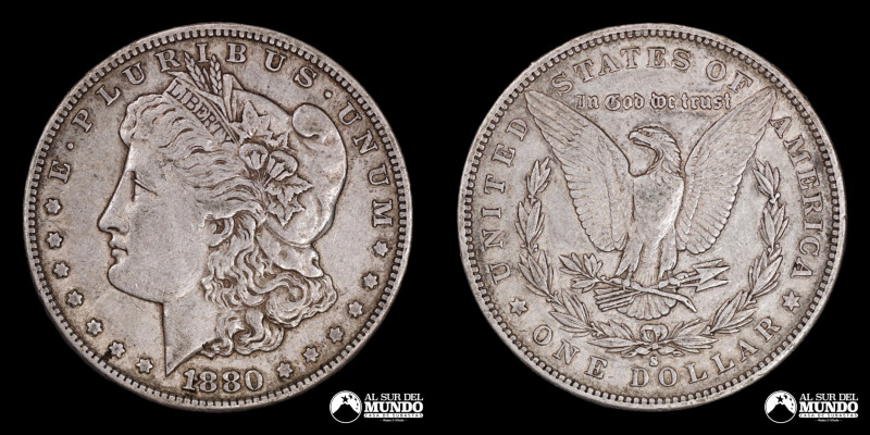Estados Unidos, ceca de San Francisco. 1 Dolar "Morgan". 1880. Anverso: Busto de...