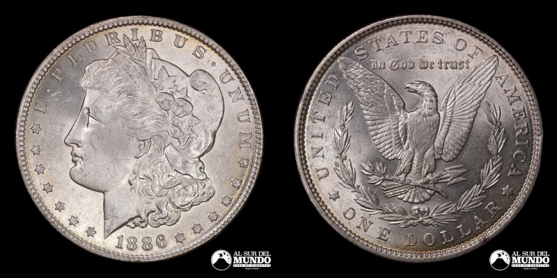 Estados Unidos, ceca de Filadelfia. 1 Dolar "Morgan". 1886. Anverso: Busto de la...