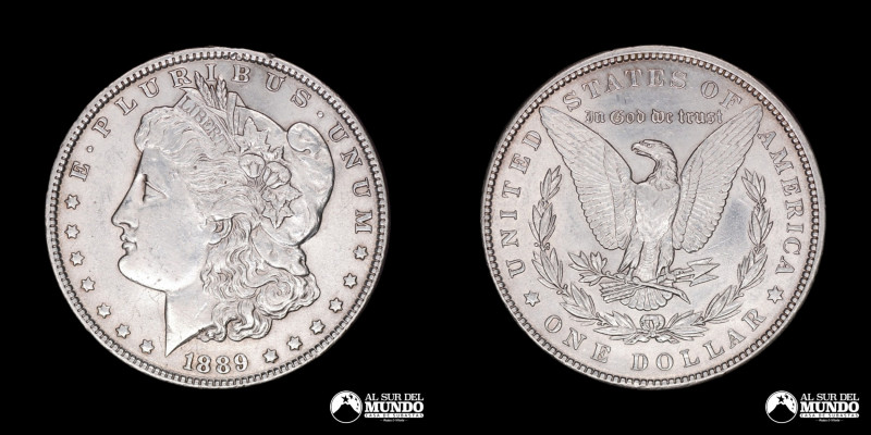 Estados Unidos, ceca de Filadelfia. 1 Dolar "Morgan". 1889. Anverso: Busto de la...