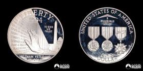 Estados Unidos, Filadelfia. 1 Dolar. 1994. Conmemorativa: Memorial a los veteranos de Vietnam.