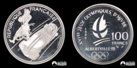 Francia. 100 Francos 1990. Juegos Olimpicos de Albertville 1992: Bobsleigh.