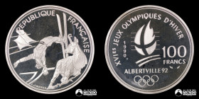 Francia. 100 Francos 1990. Juegos Olimpicos de Albertville 1992: Esqui de estilo libre.