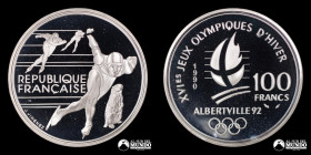 Francia. 100 Francos 1990. Juegos Olimpicos de Albertville 1992: Patinaje sobre hielo.