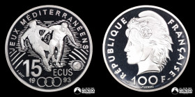 Francia. 100 Francos / 15 Ecus 1993. Conmemorativa: Juegos Mediterraneos.