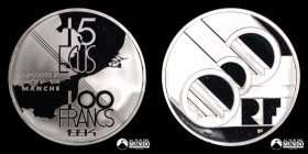 Francia. 100 Francos / 15 Ecus 1994. Canal de la Mancha.