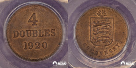 Guernsey. 4 Doubles. 1920. PCGS MS64RB