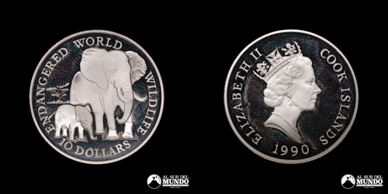 Islas Cook. Isabel II. 10 Dolares 1990, Plata 925. 30 mm. 10,22 g. Km#80 (XF+)
...