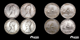 Italia, Roma. Lote de cuatro monedas de plata: 500 Liras 1958, 1959, 1960.