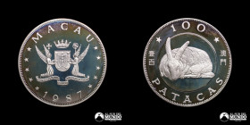 Macao portugues. 100 Patacas. 1987. Zodiaco chino: Año del Conejo.