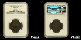 Mexico, Ciudad de Mexico. 2 Reales. 1548-53 (Juana I y Carlos I). L. NGC AU53.