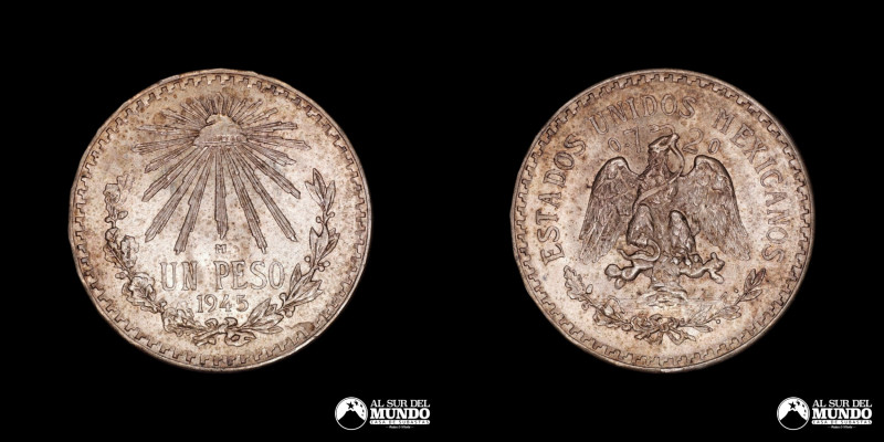 Mexico (Estados Unidos), ceca de Ciudad de Mexico. 1 Peso. 1945. Plata 720; 16,6...