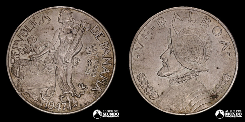 Panama, ceca de Filadelfia (Estados Unidos). 1 Balboa. 1947. Anverso: Libertad d...