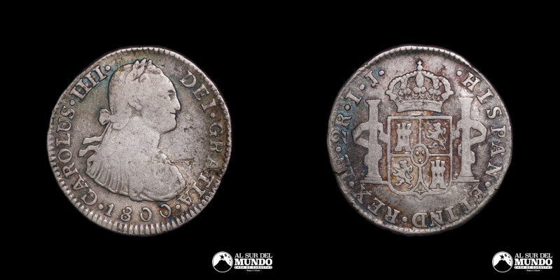 Peru, ceca de Lima. 2 Reales. 1800. Ensayadores: IJ (Ignacio Zeron Galvez y Juan...