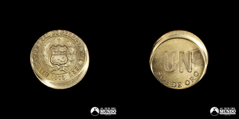 Peru, ceca de Filadelfia (Estados Unidos). 1 Sol de Oro. 1975. Anverso: Escudo d...