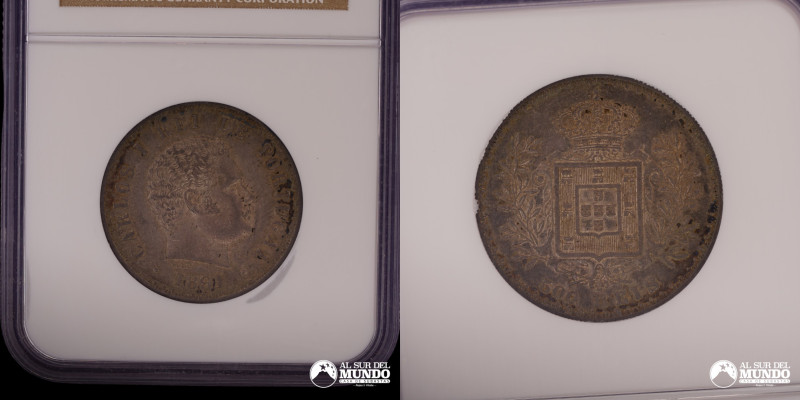 Portugal. 500 Reis 1891. Plata 917; 12,5 g.; 30,59 mm. NGC MS61. KM 535.

Esti...