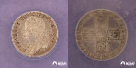 Reino Unido, Londres. 6 Peniques. 1758/7 (Jorge II). ANACS VF30.
