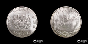 Singapur. 10 Dolares. 1977. Conmemorativa: 10° Aniversario de la Independencia.