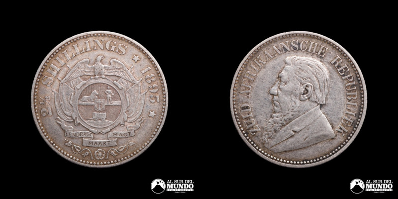 Sudafrica. 2 ½ Chelines. 1895. Plata 925; 14,07 g.; 32,3 mm. XF. KM 7.

Estima...