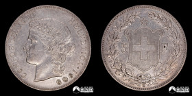 Suiza, ceca de Bern. 5 Francos. 1909. Helvetia.