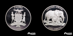 Zambia. 5.000 Kwacha. 1999. Conmemorativa: Vida salvaje - Elefante.