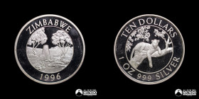 Zimbabue. 10 Dolares. 1996. Conmemorativa: Ruinas de Zimbabue.