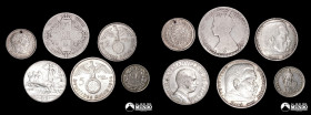 Lote de seis monedas mundiales de plata a clasificar. Siglos XIX-XX.