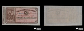 Argentina, Banco Oxandaburu y Garbino. 5 Pesos Bolivianos 1867.