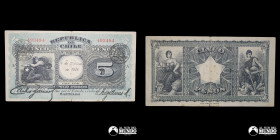 Chile, Republica. 5 Pesos. 1918. ERROR: "Nobiembre".