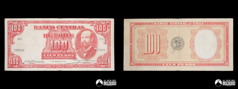 Chile. Banco Central. 100 Pesos 8 De Agosto De 1934. Subercaseaux - Meyerholz. P...