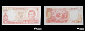 Chile, Banco Central. 10 Pesos 1975. SERIE BAJA.