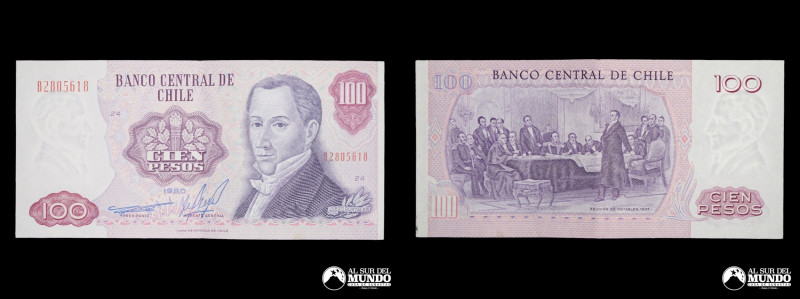 Chile. Banco Central. 100 Pesos 1980. Bardon - Molina. P#152 (XF)

Estimate: U...