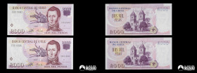 Chile, Banco Central. Pareja de billetes correlativos: 2.000 Pesos. 1997.