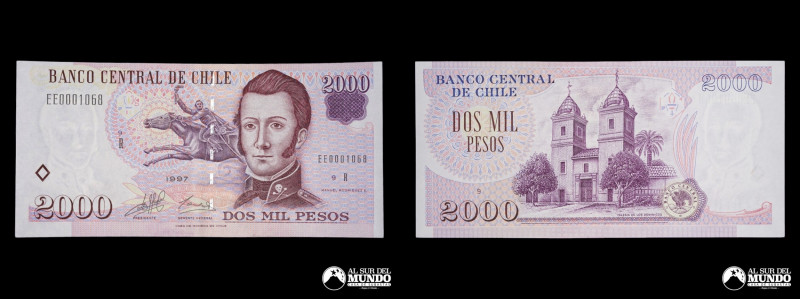 Chile. Banco Central. 2000 Pesos 1997. Massad - Carrasco. REPOSICION. P#158 (XF)...