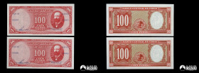 Chile, billete politico. Pareja de billetes correlativos: 100 Pesos. 1958. Propaganda electoral: Jorge Alessandri.