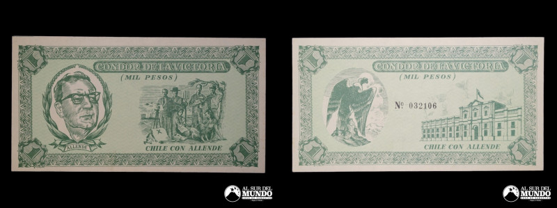 Chile, billete politico. 1.000 Pesos - 1 Condor de la Victoria. 1958. Propaganda...