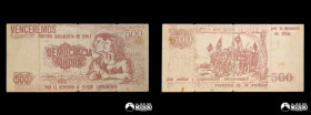 Chile, billete politico. Partido Socialista de Chile. Valor facial: 500. C. 1987. "Democracia ahora".