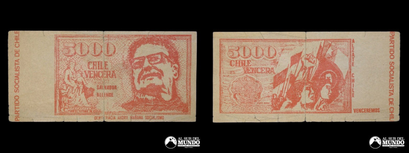 Chile, billete politico. Partido Socialista de Chile. "Democracia ahora" - Salva...